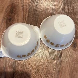 Vintage Corelle Gold Butterfly glass creamer pitcher with white cup